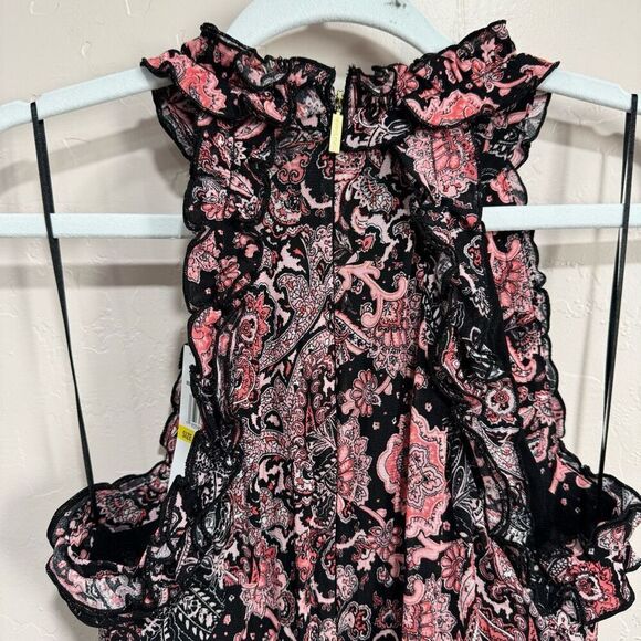 MICHAEL Michael Kors Medium Paisley Halter Midi Dress Black Ruffles Womens NWT - Picture 8 of 8